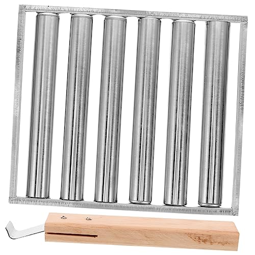 FONDOTIN Portable Sausage Grill Rack Stainless Steel Roller Stand with Long Handle for Camping Picnics and BBQ Parties