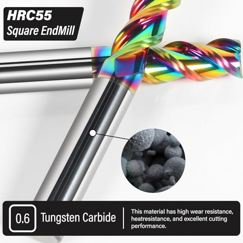 Image of 1 /8 inch Tungsten Carbide Extra Long End Mills for Aluminum & Copper Alloys, 3-Flute DLC Coated Endmills Set CNC Milling Bits - HRC55