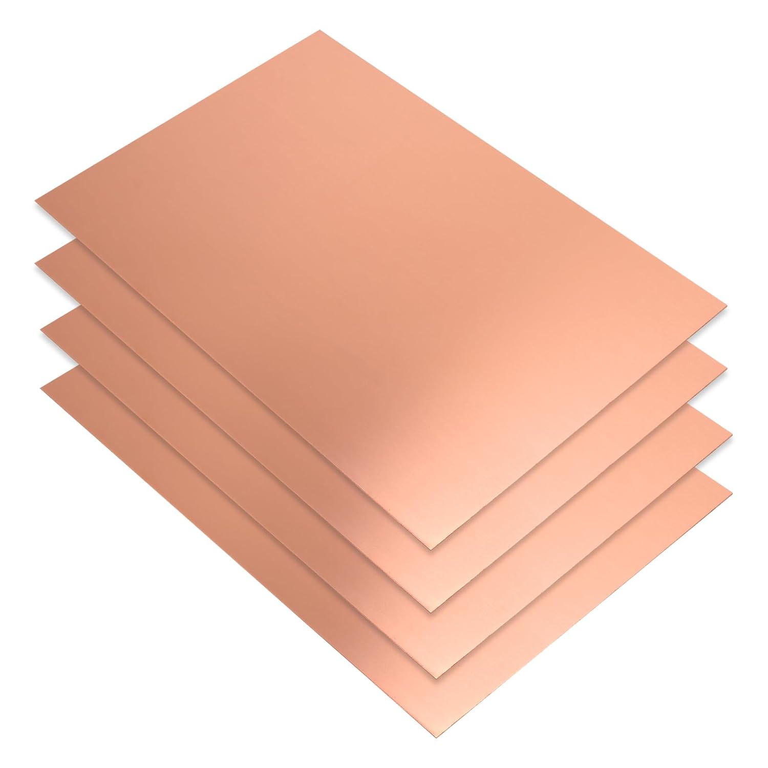 SOUJAP 4 PCS 12 x 8 inch Copper Sheet, 24 Gauge (0.5mm) Copper Metal Plate Film Attached for Jewelry, DIY Crafts, Repairs