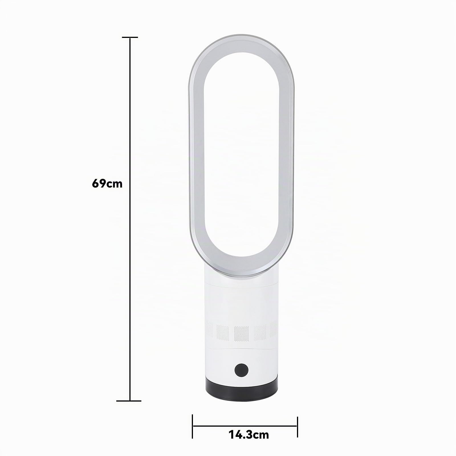 Ventilateur colonne sans pales avec purificateur d'air, ventilateur silencieux de 25,7 pouces pour la chambre à coucher, fonction d'oscillation à 80°, minuteur de 2 heures, ventilateur de sol portable
