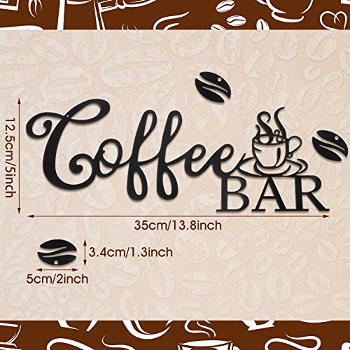 Image of Coffee Bar Sign - Rustic Metal Hanging Decor for Home Office Kitchen (Coffee Bar and Bean Style)