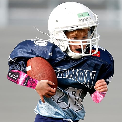 Image of SNOWSTAR Sports Pink Ribbon Breast Cancer Awareness Arm Sleeve Compression Fit No Slip Football Flames