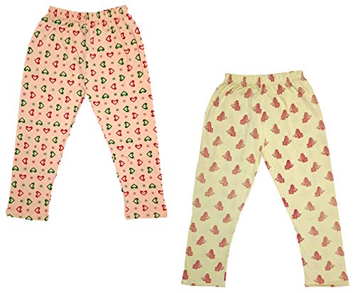 Image of IndiWeaves Girls Printed Cotton Capri Pants for Summer (Lemon,Peach, 10-11 Years) Pack of 2