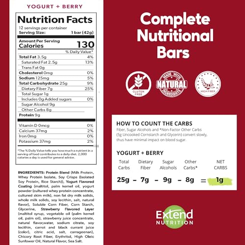 Extend Bar 611018 Extend Nutrition 1 Gram Sugar High Protein Bars, Perfect Diabetic Snacks thumb #2