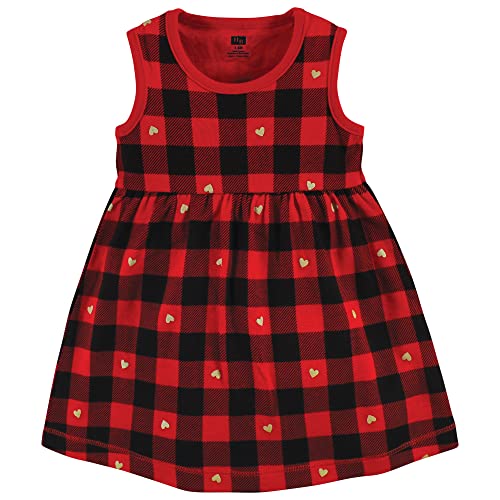 Hudson Baby Baby Girls Cotton Dress And Cardigan Set, Gold Heart Buffalo Plaid, 2 Toddler #TOP3