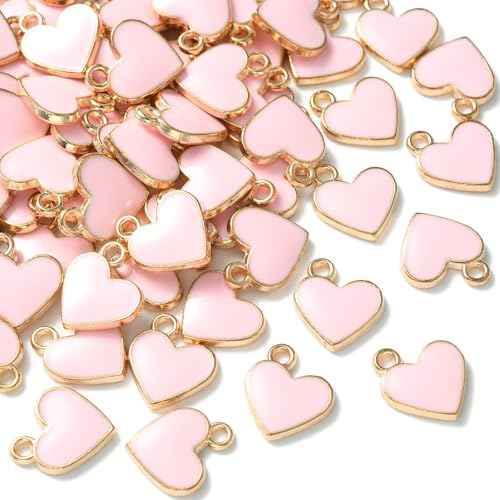 Enamel Heart Charms, Charms Cœur Déco, Petit Pendentif en Forme de Cœur, Small Love Pendant, Rose Heart Pendant, pour Boucles d’oreilles, Colliers, Bracelets et Chaînes de Cheville (10)