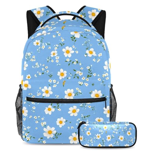 Sac à dos fleurs blanches spacieux pour soulager le dos des élèves