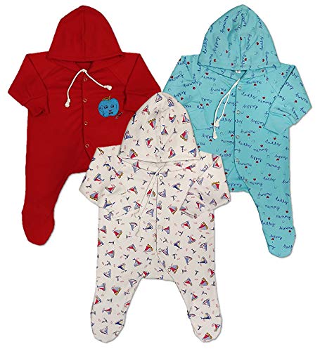 Image of New Born Baby Clothes Set Romper & Sleepsuit For Baby 0-3 Months (Pack of 3)