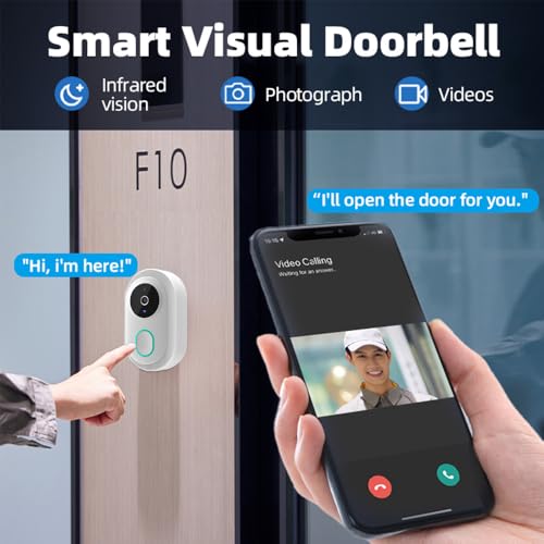 Swokely Smart Doorbell Ring Door Camera Infrared Night Viewing WiFi Wireless Video Bell Camera Rechargeable Video Intercom Doorbell Two-Way Audio Long Transmission Range - Image 4