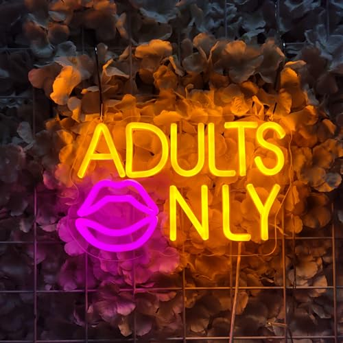 Image of Adults Only Neon Sign Adutls Only Neon Signs for Wall Decor, Adult Only LED Light Sign for Bedroom Game Bar Man Cave Hotel Party, 11.4 inch x 7.3 inch