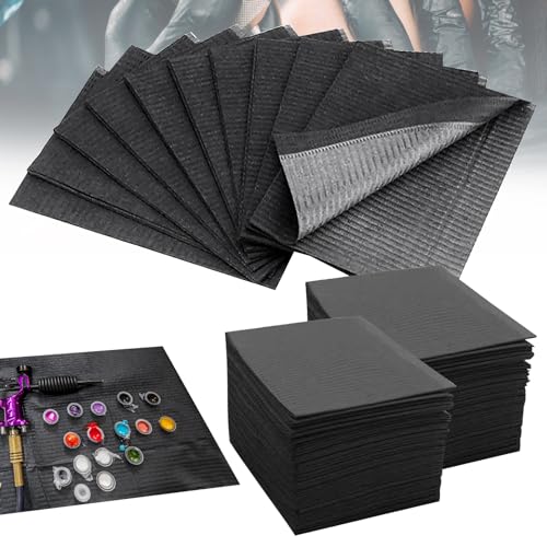 Bavoirs Dentaires, 125 Pcs Bavoirs Dentaires Jetables Bavoirs Imperméables, Tatouage Couvre Table, pour Tatouage Couvercle de Plateau de Tatouage (Noir)