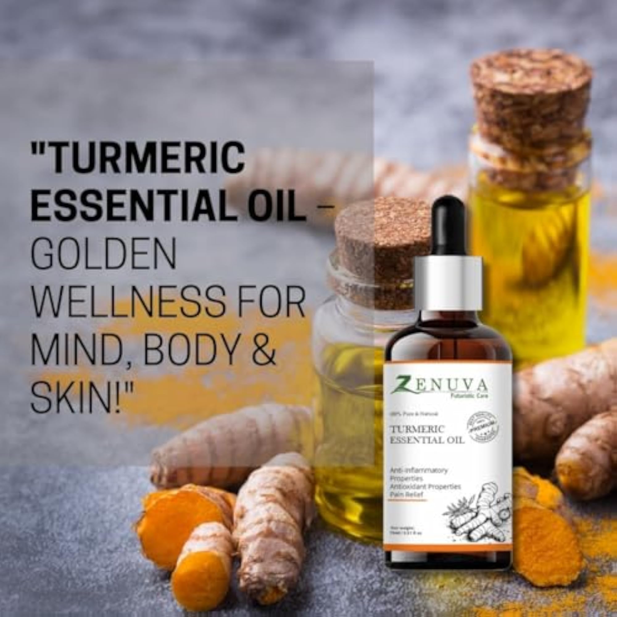 Turmeric Essential Oil, Pure Natural Pain Relief