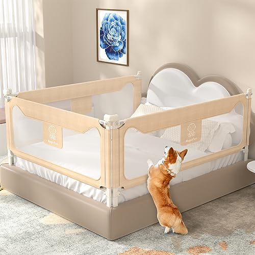 Image of Bed Rails for Toddlers, Extra Tall Specially Designed for Twin, Full, Queen, King Size - Safety Bed Guard Rails for Kids (1 Side:78.74"(L) x27"(H), Khaki)