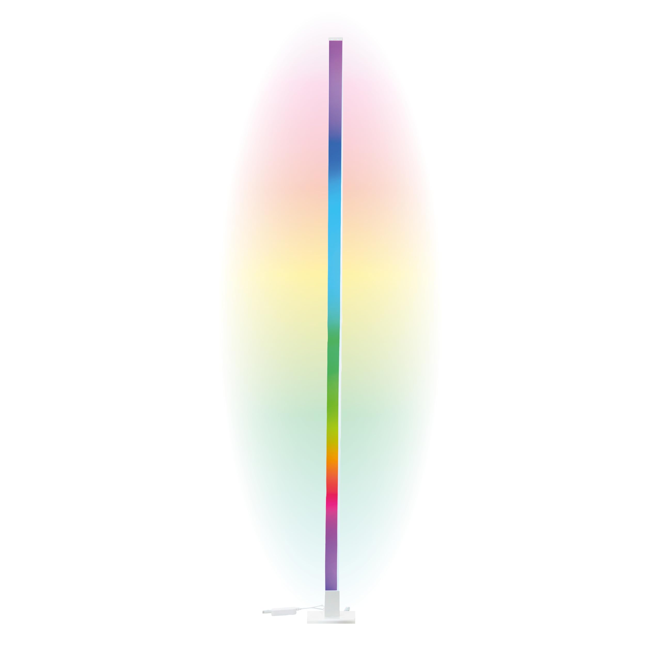 Brilliant RGB-LED Stehlampe | 150 cm Höhe | dimmbare Standleuchte mit Musiksensor & Fernbedienung & RGB-Frontlight | max. 125 lm | integiertes LED | aus Aluminium/Kunststoff in Weiß