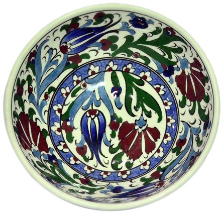 Turkceramics Ceramic Imported Classic Hand Painted Plane Bowl (15 cm, Multicolor)