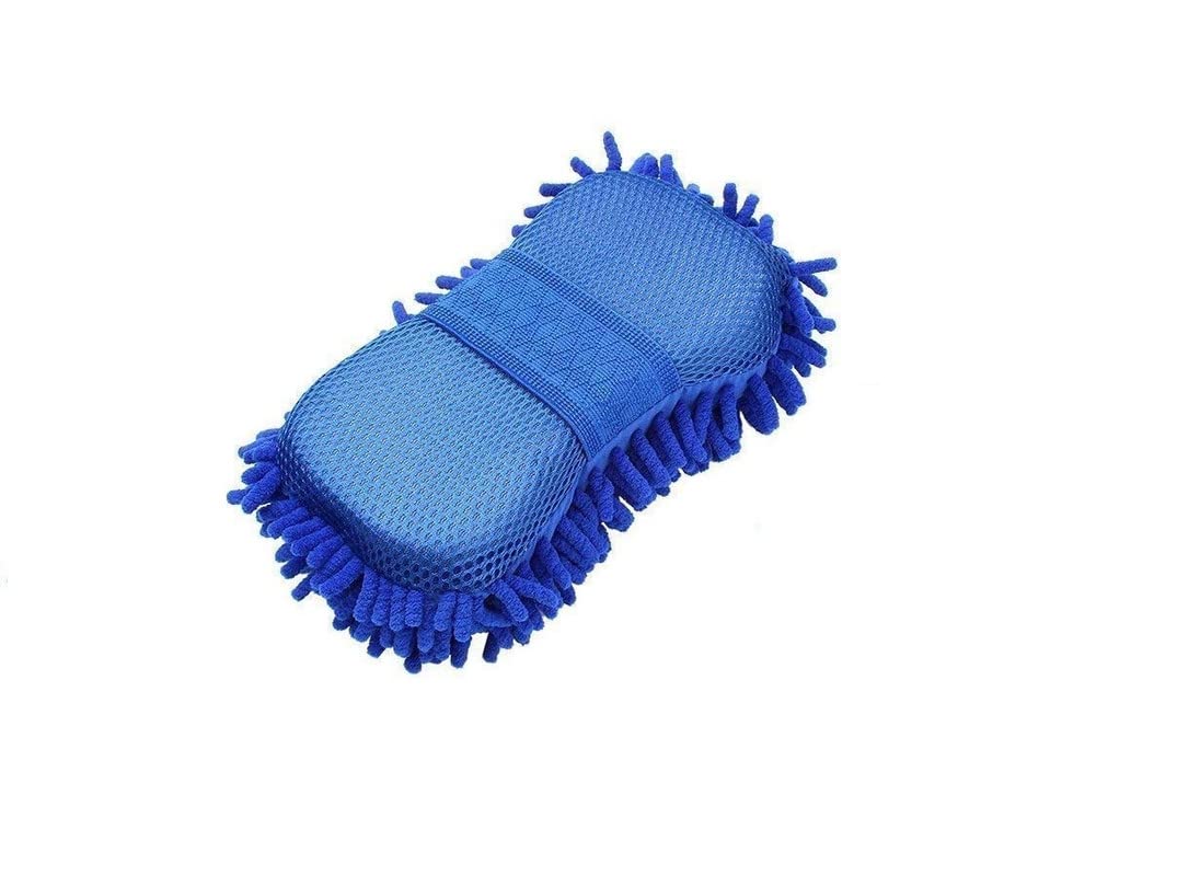 AUTONEST 2 in 1 Car Cleaning Brush Cleaner Tools Microfiber Clean Car Windows Cleaning Sponge Product Cloth Towel Wash Gloves (Blue) for Hyundai Elite i20 (Type-2) (2018-2020)