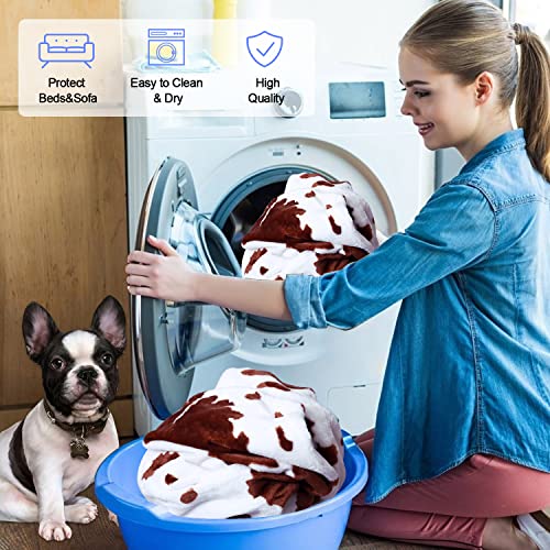 Dog Blankets For Dogs, 3 Pack Pet Blanket Dog Cat Soft Fuzzy Blankets Washable,Comfort Flannel Cow Print,Fuzzy Soft Blankets For Dogs,Pet Blanket,Reversible Cow Print,41 X 31 Inch，Brown #TOP6