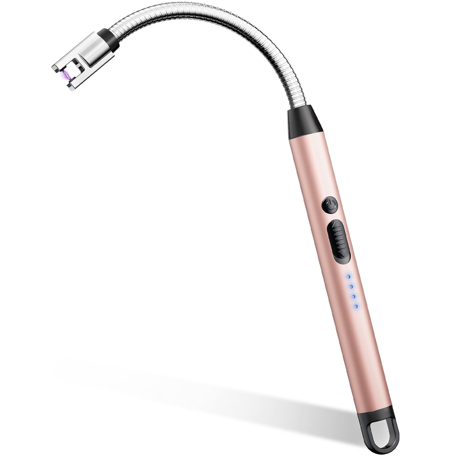 AJIJING Electric Candle Lighter, Safty Lock, USB Type-C Port, Rechargeable Lighter, Windproof Flameless, Led Display, for Home Kitchen (Rose Gold)