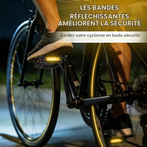 PéDales De Vélo Pliables, 9/16" Pedale VTT AntidéRapant avec RéFlecteurs, ImperméAbles Larges Et Plates Pédales Velo pour Vélo Electrique, Vélos VTT, VéLos De Route, Vélos De Ville – vue 5
