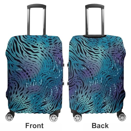 Blue Zebra Print Luggage Cover, Washable Elastic Suitcase Cover Protector Fit 18-32 Inch Luggage3
