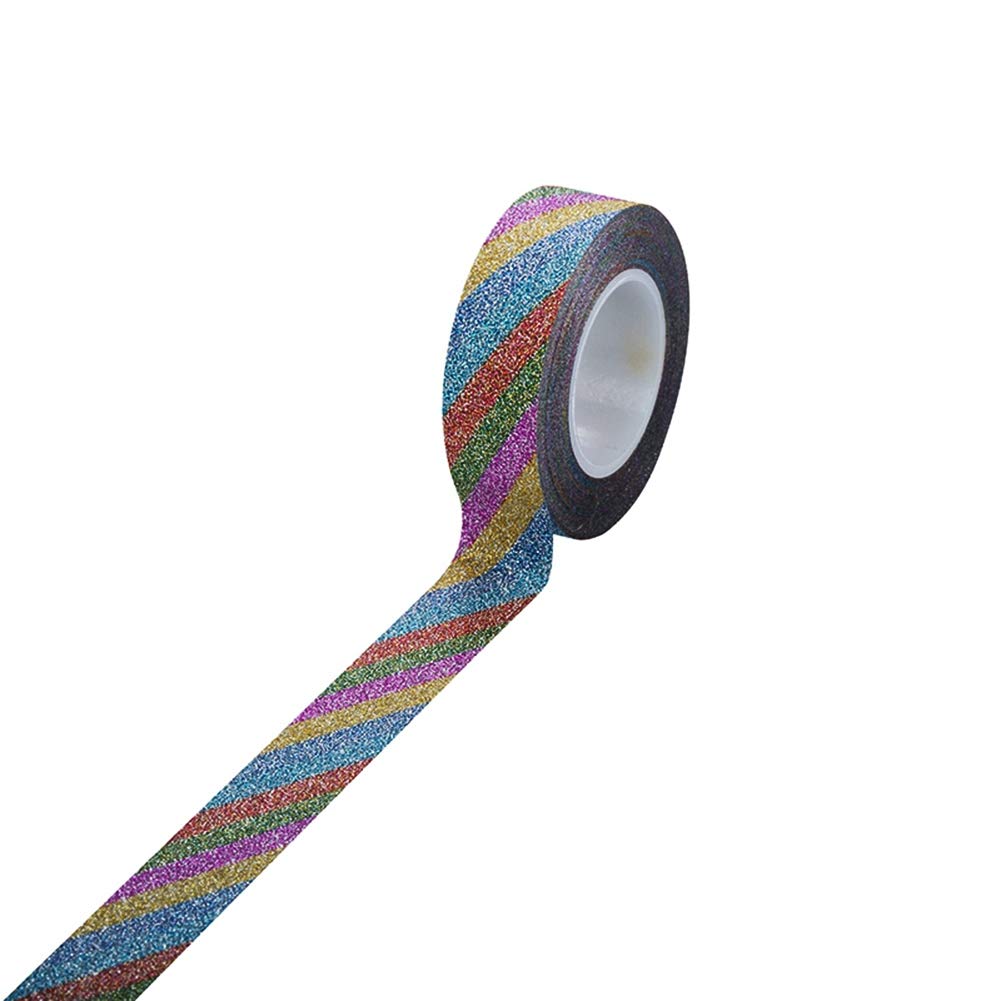 iZasky Glitter Washi Tape - Sticker Masking Tape DIY Decorative Adhesive Paper for Craft and Gift Wrapping Label with Colorful Designs and Pattern (Rainbow-13)