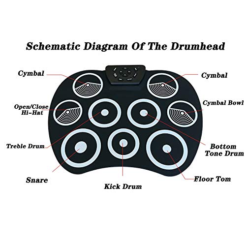 Elektronisch Drumstel Draagbare elektronische kantoor Draagbare Elektronische Drum Set met Beginner Kinderen Pedaal… - Image 7