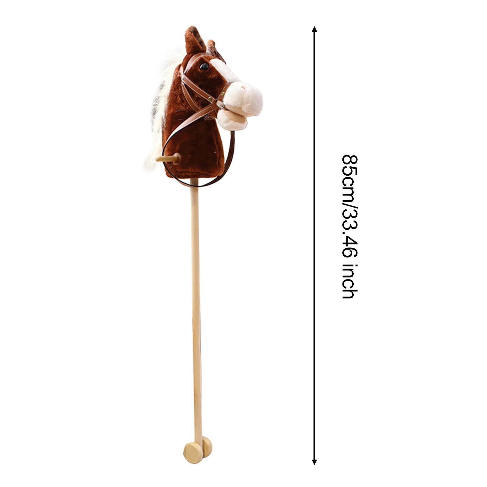 Cavallo a Dondolo Bastone Effetti Neighing E Galoppo Manico Ruote Legno Giocattolo Peluche Fatto a Mano Adatto per Equitazione Bambini, caffè con le ruote, Taglia unica