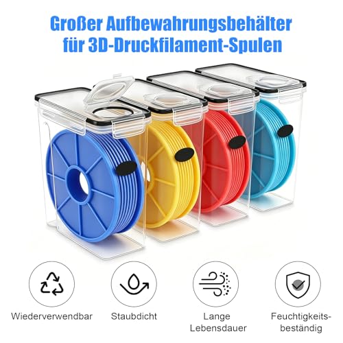 Rangement filament imprimante 3D hermétique : Lot de 4 boîtes de protection PLA