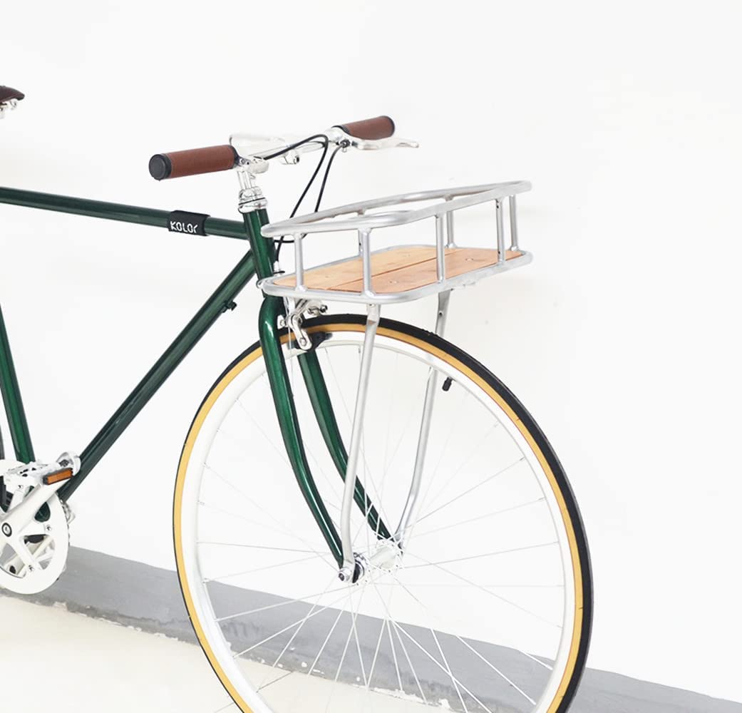 Canasta Bicicleta Delantera Cesta Aluminio Portabotellas Porta-Bages Piso Madera