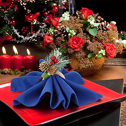 Geiserailie GEISERAILIE-TY59749 12 Pieces Christmas Napkin Rings Holder Pine Cones Poinsettia Pumpkin Wooden Napkin Rings Decor thumb #5