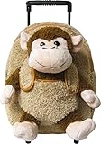 Kreative Kids Beige Monkey Rolling Backpack w/Removable Stuffed Toy & Wheels