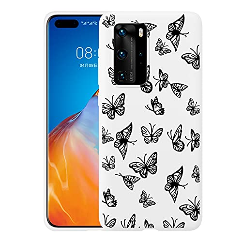 Yoedge Cover Compatibile con Huawei P20 Lite 5,84', Bianca Silicone Morbido TPU Custodia con Disegni Moda, Ultra Sottile Antiscivolo Antiurto Protezione Case per Huawei P20 Lite - farfalla 1