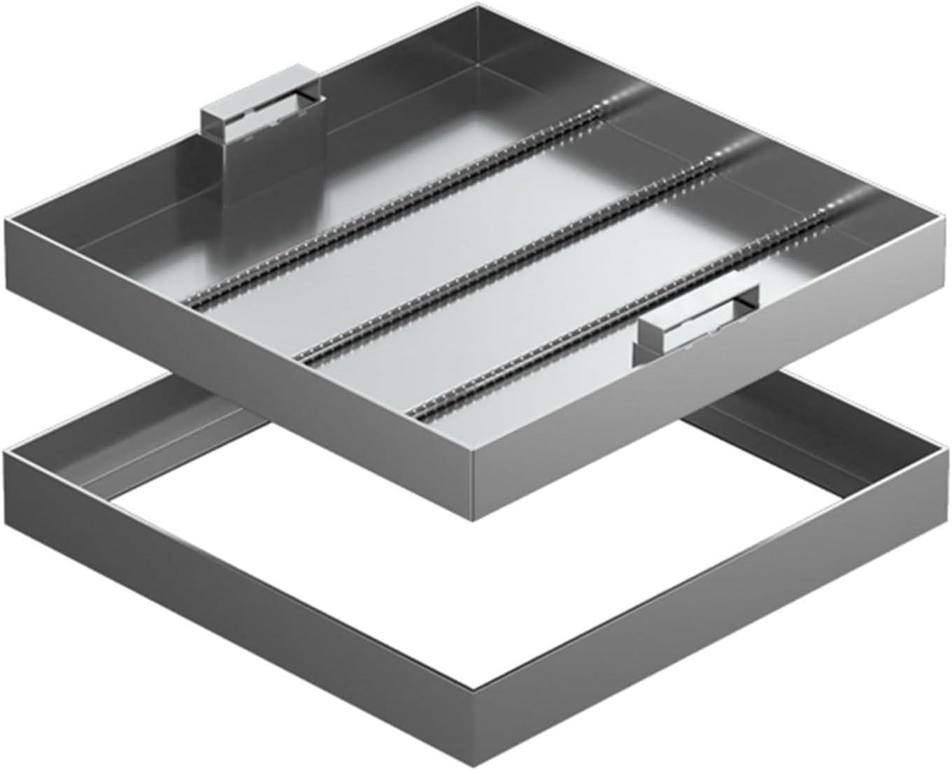 Trappe de regard invisible 70x70 cm inox 304 pour drainage de maison et cour