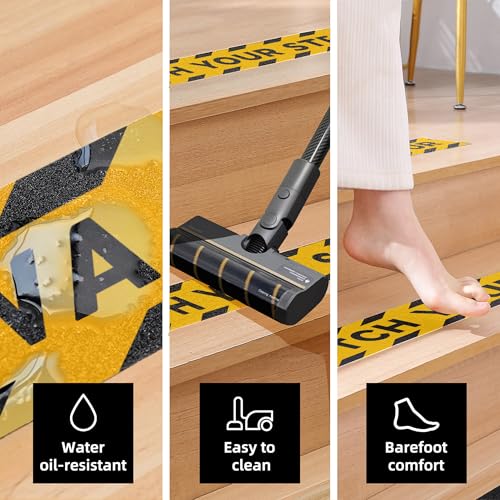 Image of Reniteco Anti Slip Tape - 2 inch x 16.5 Ft, Watch Your Step Floor Tape - High Adhesion & Waterproof, No Residue Removal for Outdoor Stairs, Tile, Shower, Bathtub - Extra Grip Safety Tape