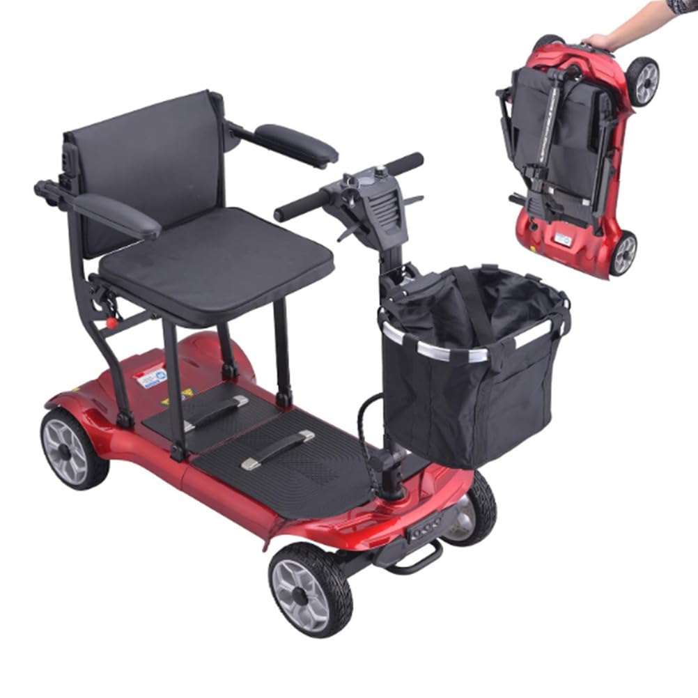 BCBKD 4 Ruote Scooter Disabili Nuovo Mobile Elettrico per Anziani di Piccole Pieghevole E Leggero Leggero, A 4 Ruote, Durata Batteria Fino A 20 Km, Sedile Comodo