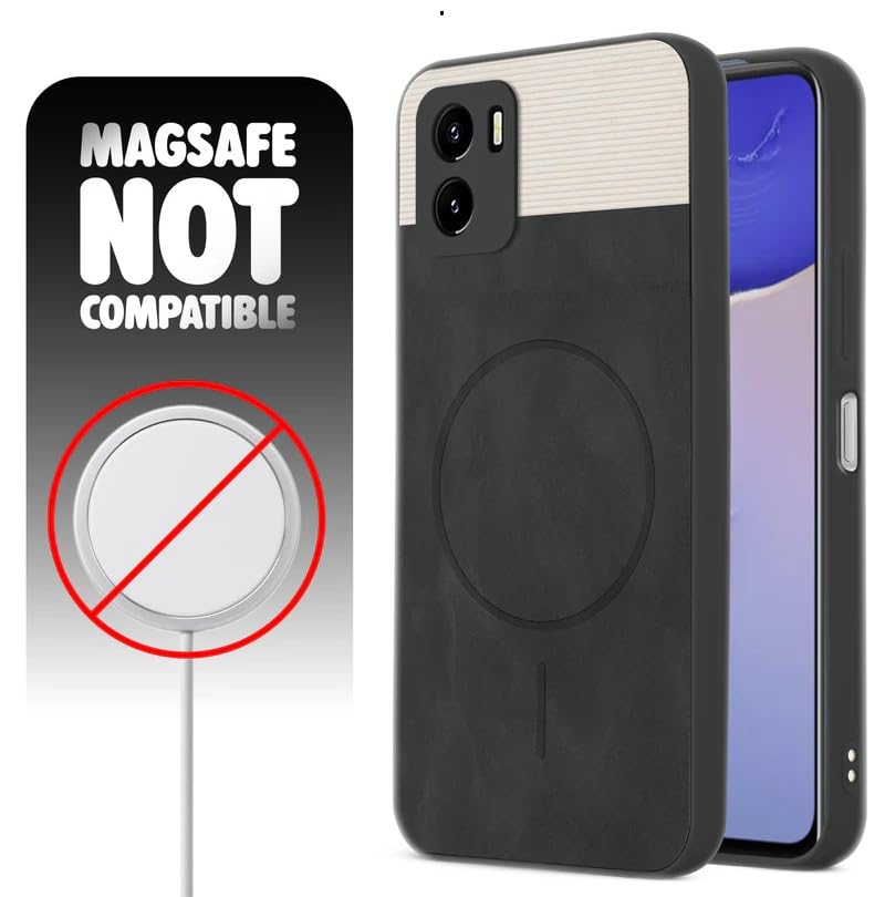 Image of Bintage CASE Dual-Leather Mac Safe Design Phone Case| Soft Touch Finish | Full Camera Protectection Back Cover Compatible for Vivo V2118 / Vivo Y01 / Y15c - White & Black