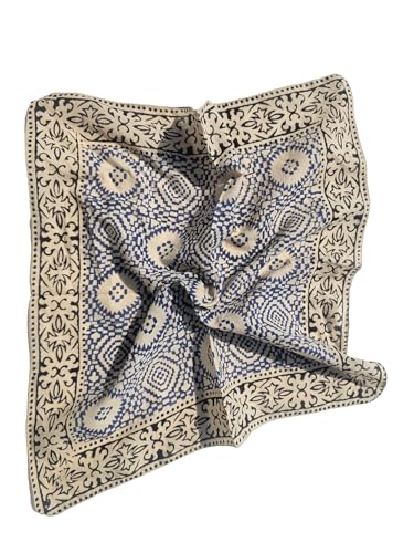 Organic Cotton Bandana Soft Lightweight Cotton Scarf for Women Handmade Boho Cotton Hand Block Bandanas4