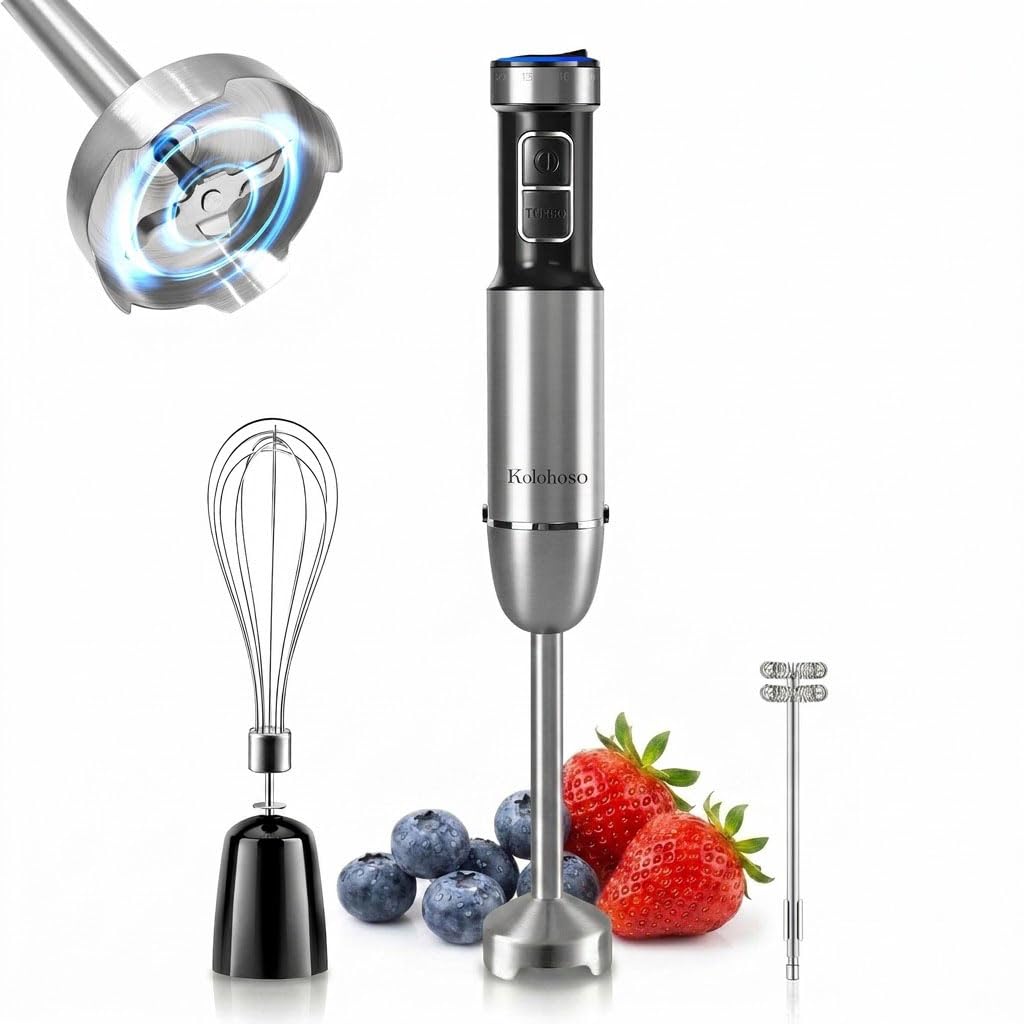 1500W Frullatore a Immersione da 3 in 1 di 4 lame, 25 Velocità e TURBO