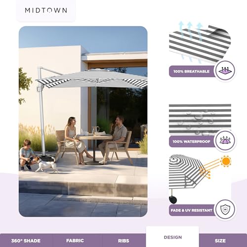 Image of Midtown Umbrellas Grande Square - 9 x 9 Ft Cantilever Umbrella