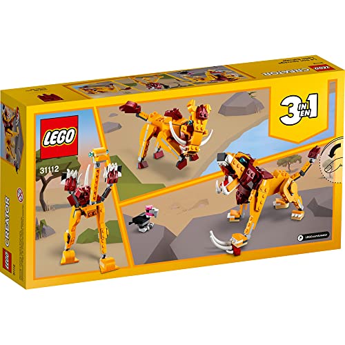 Creator 3in1 Wild Lion 31112 3in1 Toy Building Kit Featuring Animal Toys for Kids, New 2021 (224 Pieces) - Lego - Immagine 3