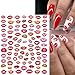 6 Sheets Valentines Day Nail Art Stickers Sexy Lip Nail Decals 3D Self-Adhesive Colorful Lips Nail Supplies Red Lip Heart Love Nail Design Pink Red Heart Lips Manicure Accessories for Women Nail Decor