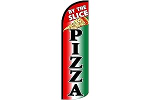 4 Less Co PIZZA BY THE SLICE Windless Swooper Flag Feather Banner...