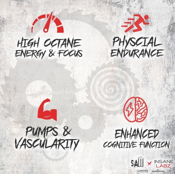 Image of Insane Labz Psychotic Saw, High Stim Pre Workout Powder with OxyGold­ and AMPiberry,Extreme Lasting Energy with Teacrine,Focus with CognitIQ and Endurance (60 Servings, Watermelon)