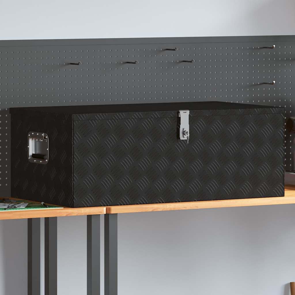 Genérico Caja de almacenaje de Aluminio Negro 100x55x37 cm,Bricolaje,Accesorios de Bricolaje,Organización y Almacenamiento de Herramientas,Cajas de herramientas-152257