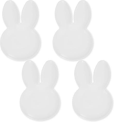 Supreme Housewares Platos en forma de conejo de Pascua de 4 piezas de melamina de 10 pulgadas conejo blanco