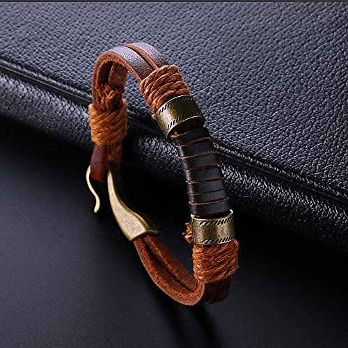 Pulsera de cuero genuino ajustable para hombre miniatura 5