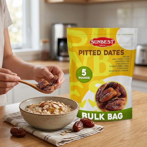 Sunbest Natural Deglet Noor Dates, 5 lbs – Pitted & Whole – Bulk Dried Fruit Snack For Kids & Adults – Naturally Sweet For Baking & Cooking – Sun-Dried, Fiber Rich, Kosher & No Sugar Added (80 oz) - Image 6