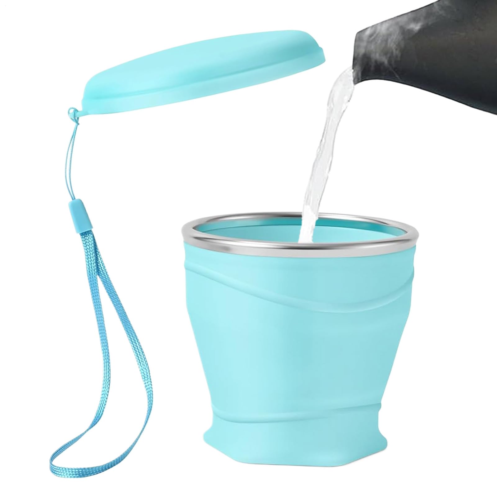 Genérico Vasos Plegables De Silicona De Alimenticio Para Acampada, Vaso De Viaje A Prueba De Fugas De 260 Ml Con Tapa, Taza Portátil Reutilizable Para Bebidas, Ideal Para Picnic Acampada Senderismo — view 8