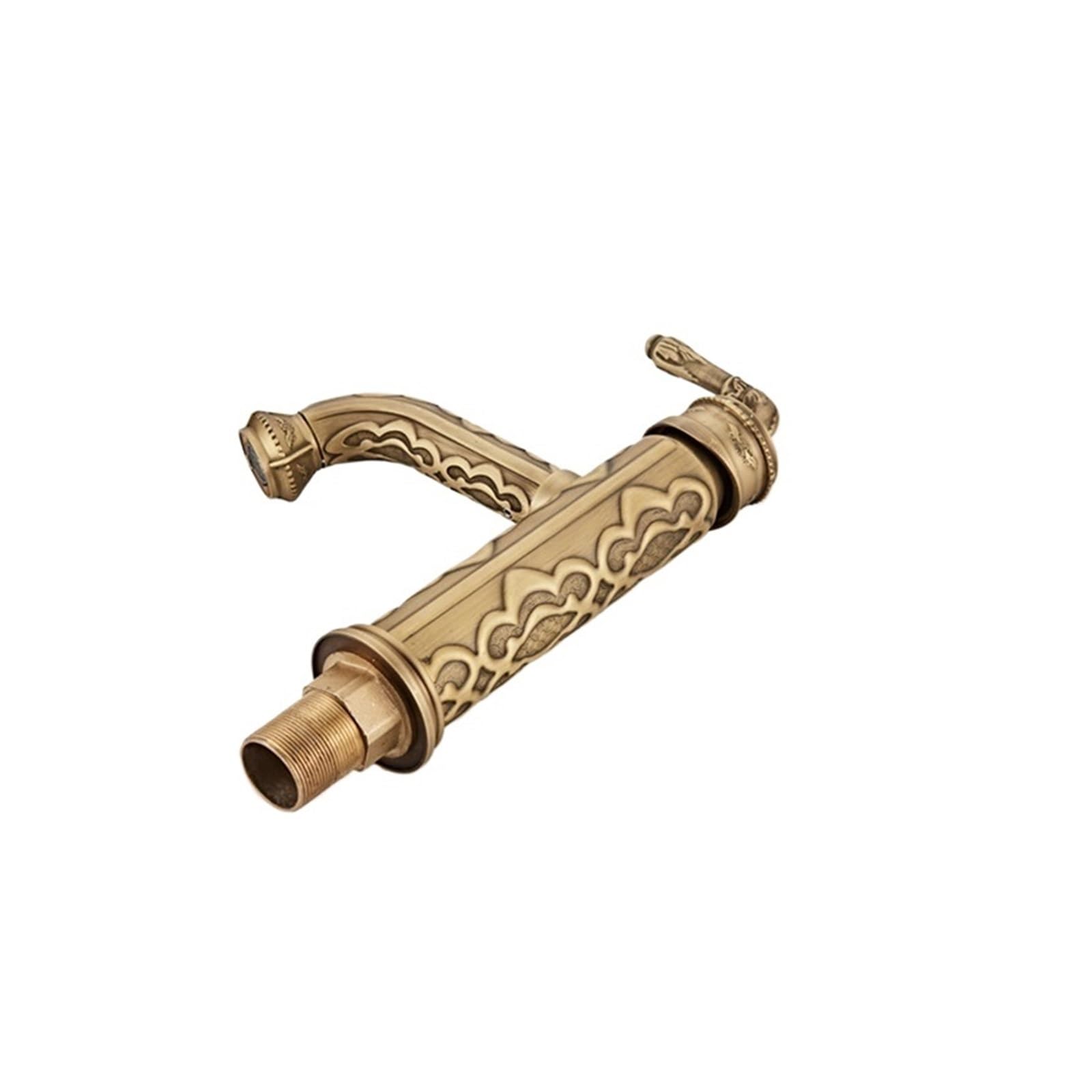 Ngdvjexphuks Slt8038g Kitchen Tap, Basin Faucets Solid Brass Vinta Antique Bathroom Faucet, Single Handle 360 Degree Swivel Spout Hot Cold Water Mixer Tap
