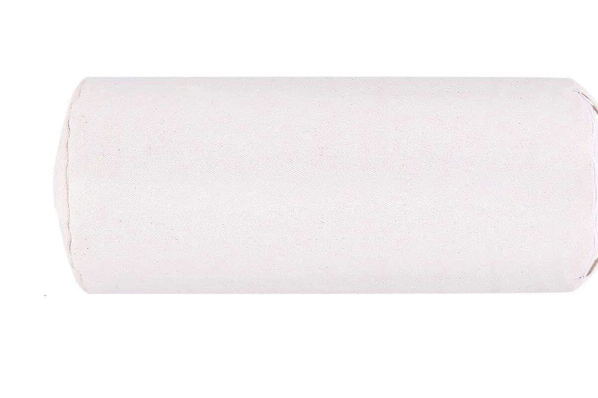 E4Emporium Organic Buckwheat Husk Pillow - Cylinder Shaped 14” x 6” - 100% T300 Egyptian Cotton Cover OR Filling (Cylinder Medium Size 14” x 6”)